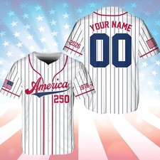 Custom America 250th Anniversary 1776-2026 4th Of July Baseball Jersey Shirt