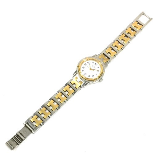 Auth  Vintage HERMES CL3.240 24mm White Dial Date Qz Women's Watch Fast Shipping image 6