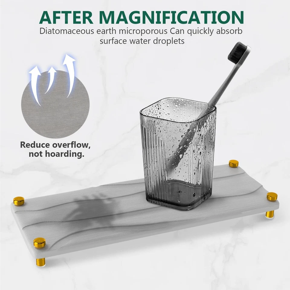 Fregadero organizador de secado instantáneo fregadero carrito antideslizante decoración del hogar diatomita secado rápido Foto 2 de 4