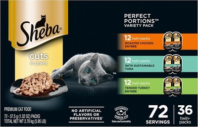 Perfect Portions Wet Cat Food Cuts in Gravy Variety Pack, Roasted Chicken  Sheba