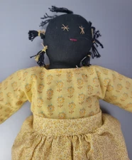 MCM Rag Cloth Doll AFRICAN AMERICAN WOMAN GIRL Handmade 11" inches