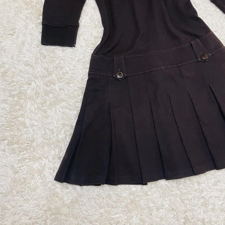 Burberry Blue Label Brown Polo Shirt Pleated Dress Nova Check Size 38 - Image 4 of 4