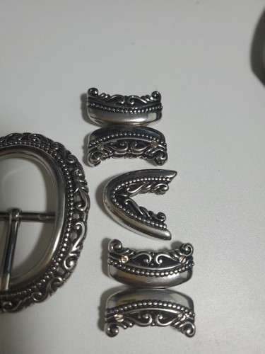 Brighton Western Belt Silver Tone Buckle And Hardware 4 Pieces - Picture 2 of 7