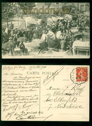 Coulonges-sur-L´Autize sw-AK Place St.-Antoine 1914 nach Vohwinkel (a2297)