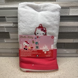 New Hello Kitty Embroidered With Christmas Gifts Cotton Hand Towels Pack Of 2