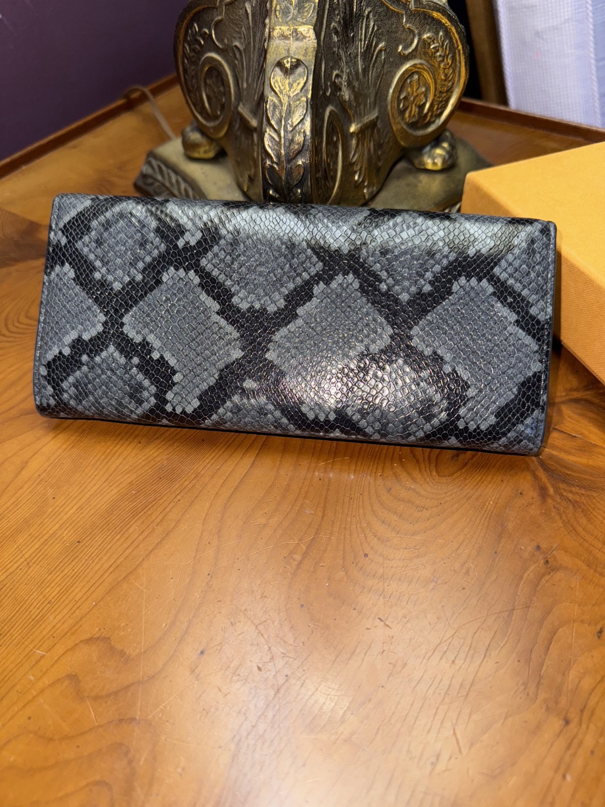 Tod's Double T Black & Python Embossed Flap Walle… - image 3