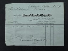 1896 antique MASON & HAMLIN ORGAN Co chicago il INVOICE billhead