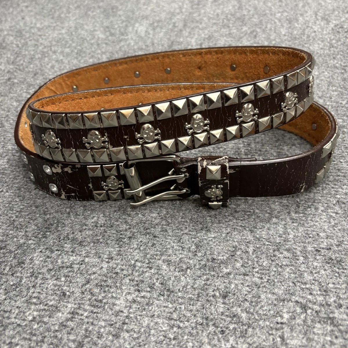 VTG Guess Studded Genuine Leather Belt Lot 34 Y2K Grunge Punk Solid Brass 2pc Rivet Studded Belt: Black Faux Leather Gothic Punk Style - Etsy main image 4