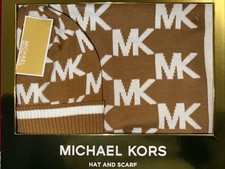 Michael Kors Women's Cable Knit Cuff Beanie Hat  Scarf Gift Box 