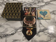 NEW - Egyptian Themed Shriners Shriner Black And Gold Mason Masonic Tie With Box