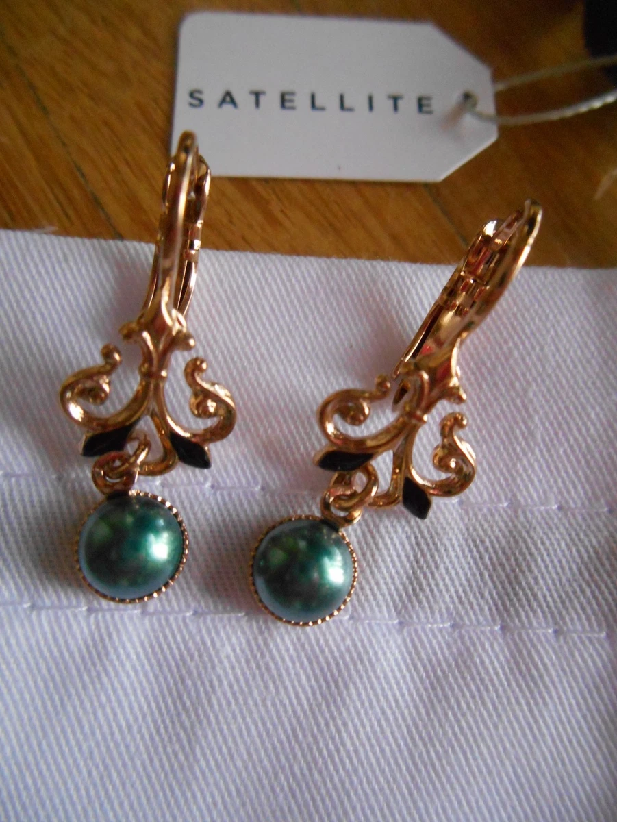 Vintage années 80 Métal argenté et perles, Boucles d'oreilles