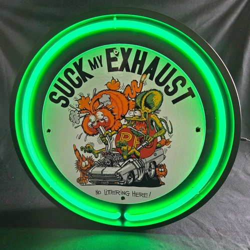 Real Authentic Neon Can - Green Glass Tube Vintage Display Gas Porcelain Sign