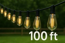 100 FT Outdoor String Lights Waterproof Patio Garden Light Shatterproof LED NEW