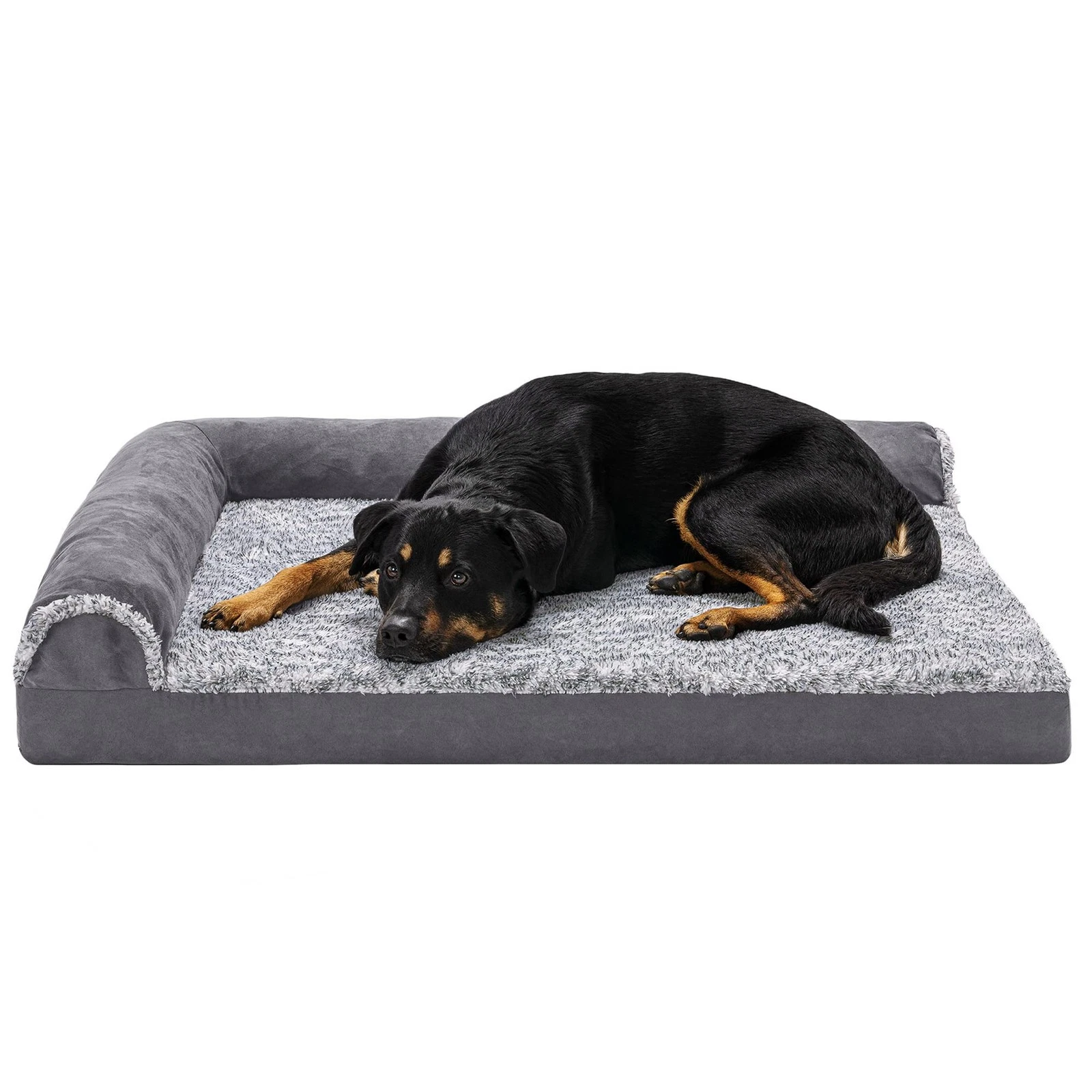 Furhaven Orthopedic L Shaped Dog Bed Mat with Egg Crate Foam for Comfort