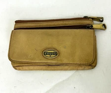 Fossil Explorer Flap Leather Clutch Wallet Beige