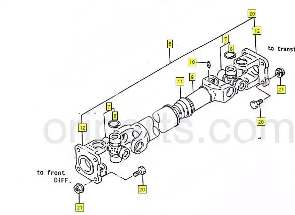 REAR DRIVE SHAFT 10MM X 19″ – SMALL / LARGE BOLT FLANGES – SAMURAI ’85-’95 3