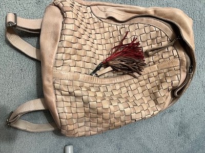 Rucksack Leder Taschendieb Wien beige neu