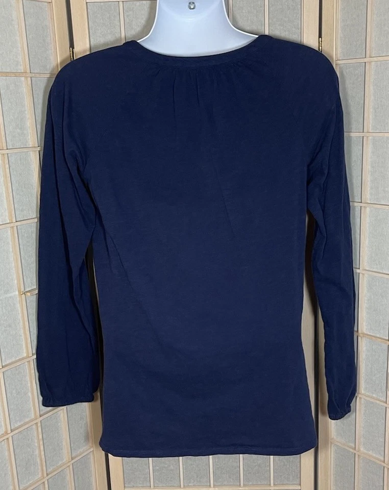 Lilly Pulitzer L Large Navy Blue Cotton Long Sleeve V-neck Top - Image 2 of 4