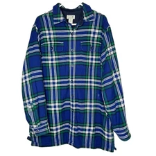 L L Bean Mens Plaid Shacket Heavy Thick Fleece Workwear Chore Ranch Barn Country
