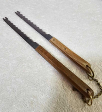 2 vtg grapefruit knife serrated stainless steel wood handle Japan -F10