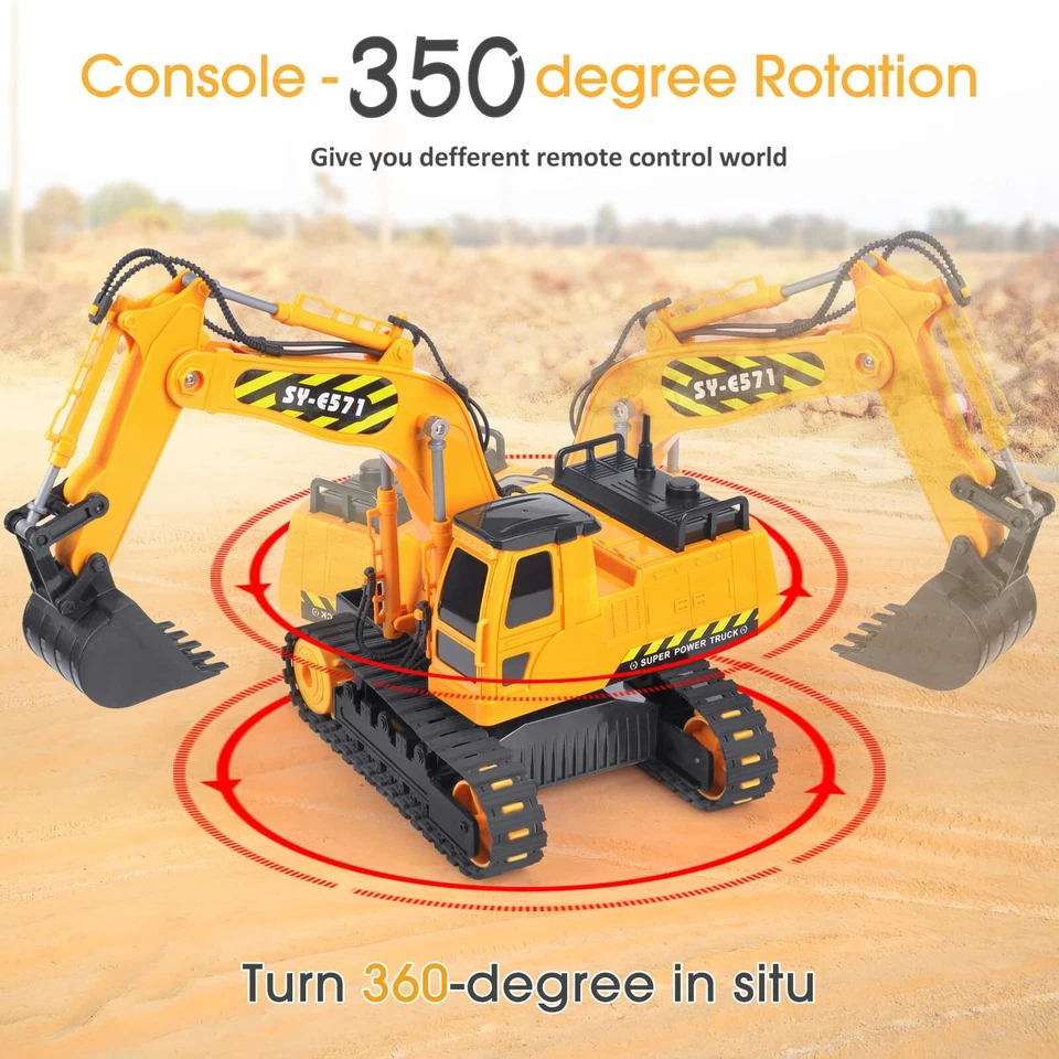 Remote Control Excavator Toy 2 Batteries RC Excavators Sandbox Digger Hydraul... - Image 2 of 4
