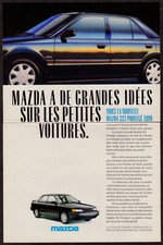 1990 MAZDA 323 Protege Vintage Original 2 page Print AD - Black car photo Canada