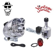 Bike Bicycle Headlight Generator 6W3V Dynamo LED Bullet Light w/VISOR Chrome.