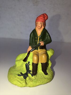 Santon CARBONEL Provence Fait Main – Chasseur Au Lapin En Terre Cuite (ancien)