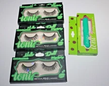 Ioni 3D Faux Mink Lashes #68655 Wispy Spikey Lot Of 3 In Box + Glue