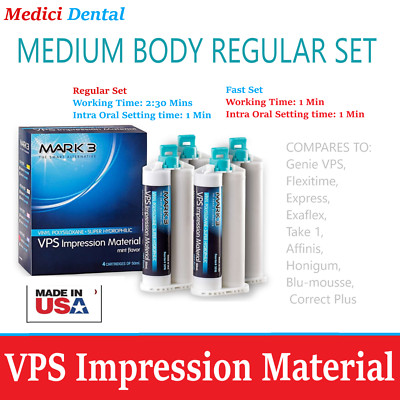 Dental MEDIUM BODY REGULAR SET VPS Impression Material PVS 50ML, 1-16/Bx, Ex: 28