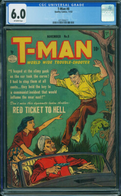 T-Man # 8...CGC Universal slab  6.0 grade..1952 Quality pre-code crime comic--EB