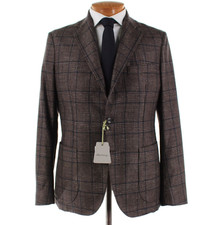 Sartorio Kiton NWT Wool Blend Sport Coat Size 54R 44R US In Brown/Blue/Black