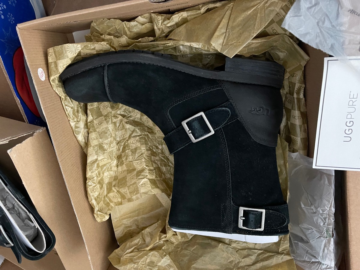 UGG Lancing Black Suede Men\'s Boots Distressed with Buckle UGG Men main image 2