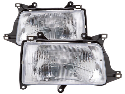 Headlights Halogen Chrome Pair Left Right Fits 1993-1998 Toyota T100 Pick Up
