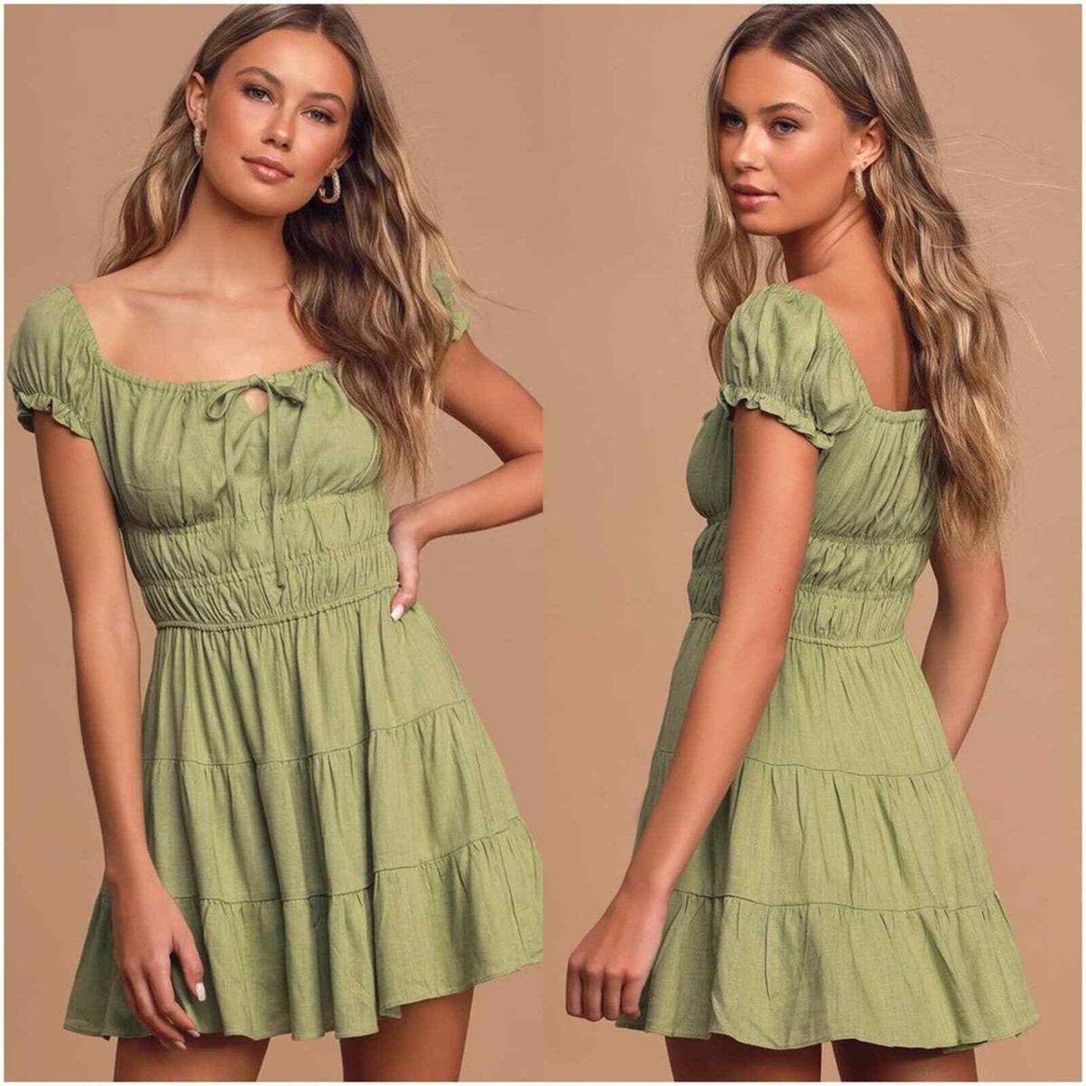 knee length dresses for ladies BRIOCHE ✧ Pistachio Taffeta Mini Dress – Delta Of Phoenix main image 0