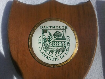 LOW PRICE Vintage Dartmouth College Wood Metal Plaque. Very Good Condition