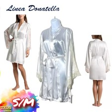 NWT Linea Donatella Women's S/M Brides Blush Satin Robe Ivory BSH030
