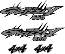 Yamaha Grizzly 4x4 660 Edition ATV Tank Decal Sticker kit Custom Silver
