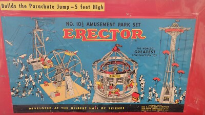 VTG Erector #10.5 Amusement Park Set Merry-Go-Round Parachute Jump Gilbert Toys