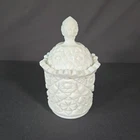 Vintage Fostoria Winburn Pattern White Milk Glass Cracker Jar + Lid Canister Bx1