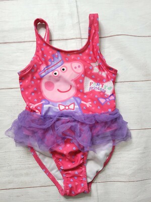 Peppa Pig One Piece Swim Suit Toddler Girls 2T Ruffles
