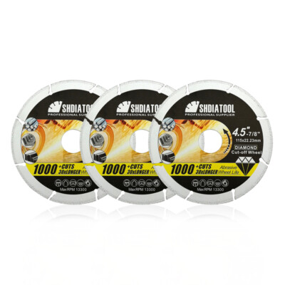 3pc Cut Off Wheels 4.5''/115mm Metal & Stainless Steel Angle Grinder Cutting Disc