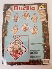 Bucilla 1991 Decorating Teddies Set of 6 Ornaments Cross stitch 82952 UNOPENED