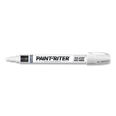 Markal 96820 Paint-Riter Valve Action Paint Marker, White, 1/8 in Tip