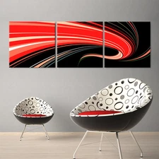 Abstract ready to hang set of 3 digital mounted wall art/Improved canvas print