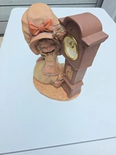 West Germany Grandfather Clock 1974 Girl Bonnet Hand Painted Byron Molds