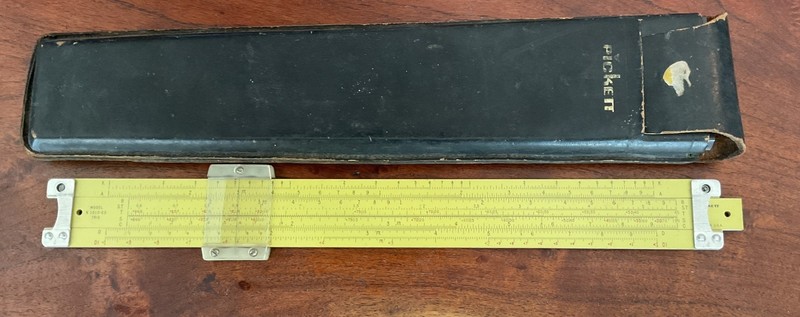 Vtg1959 Pickett Model N1010-ES TRIG All Metal Slide Rule w/Leather Case & Manual
