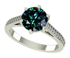 2.5 Ct Blue Round Cut Real Moissanite Engagement Ring Sterling Silver Size 7