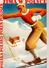 16961.Wall Decor Poster.Interior Art.Zima w Polsce Poland Travel Winter Ski