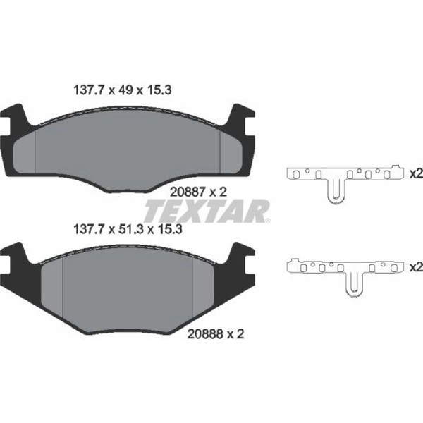 Textar 2088707 Bremsbelagsatz FüR VW Seat Golf Polo Passat Scirocco Jetta Ibiza-image